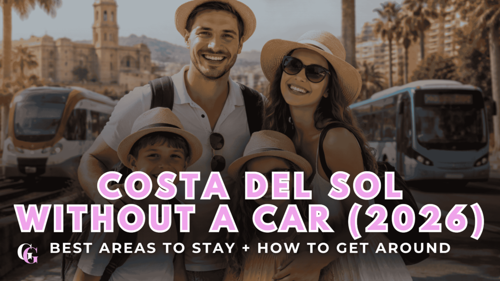 Costa del Sol without a car: family on holiday in Málaga with train, bus and taxi transport in the background